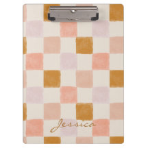 Pink Brown Beige Geometric Personalised Clipboard