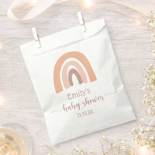 Pink Brown Boho Rainbow Thank You Favour Bags (Clipped)