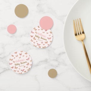 Pink Brown Butterfly Themed Baby Shower  Confetti