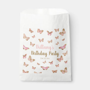 Pink Brown Butterfly Themed Birthday Party Favour Bags