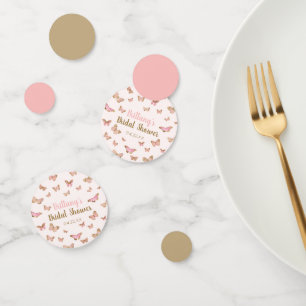 Pink Brown Butterfly Themed Bridal Shower  Confetti