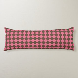 Pink Brown Chequered Diamond Pattern Body Cushion