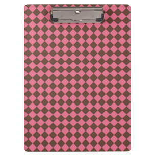 Pink Brown Chequered Diamond Pattern Clipboard