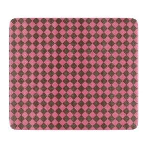 Pink Brown Chequered Diamond Pattern Cutting Board