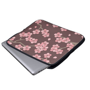 Pink Brown Cherry Blossom Laptop Sleeve