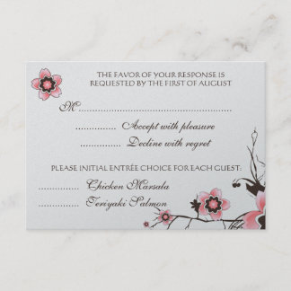 Pink & Brown Cherry Blossom  Response RSVP Card