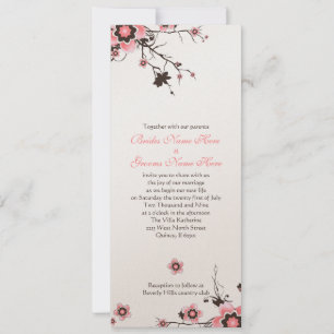 Pink & Brown Cherry Blossom Wedding Invite