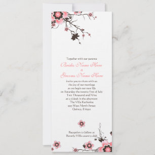 Pink & Brown Cherry Blossom Wedding Invite