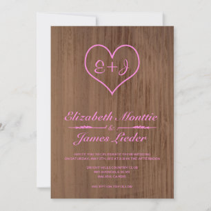 Pink & Brown Country Wedding Invitations