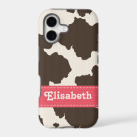 Pink Brown Cow Print
