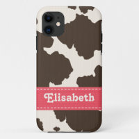 Pink Brown Cow Print