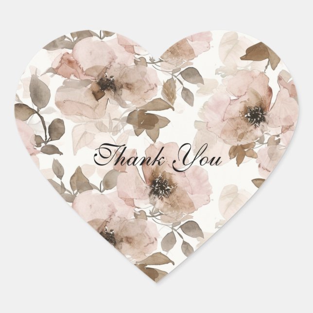 Pink Brown Cowgirl Southwestern Floral  Heart Sticker (Front)