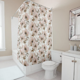 Pink Brown Cowgirl Southwestern Floral Shower Curtain