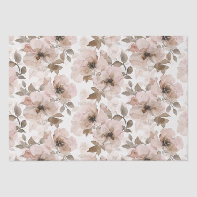 Pink Brown Cowgirl Southwestern Floral  Tissue Paper (Front)