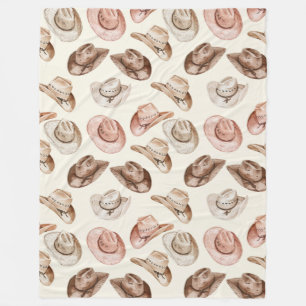 Pink Brown Cowgirl Southwestern Hats  Fleece Blanket