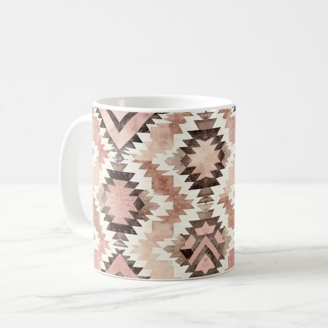 Pink Brown Cowgirl Southwestern Tribal Coffee Mug (Front Left)