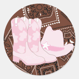 Pink Brown Cowgirl Stickers