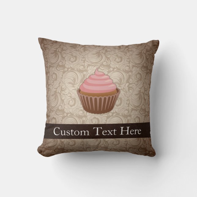 Pink/Brown Cupcake Cushion (Front)