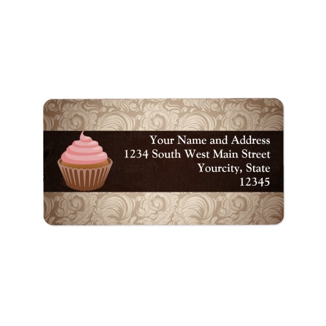 Pink/Brown Cupcake Label (Front)