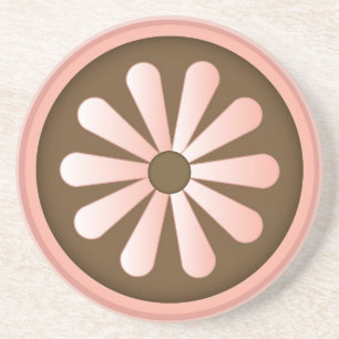 Pink brown daisy flower circle coaster