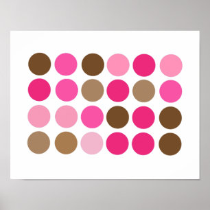 Pink & Brown Dots Modern Pattern Abstract Poster