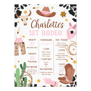 Pink Brown First Rodeo Milestone Birthday Poster