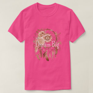 Pink Brown Floral Dream Catcher  T-Shirt