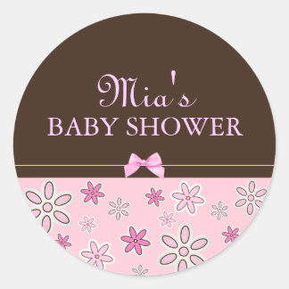 Pink & Brown Floral Modern Sticker