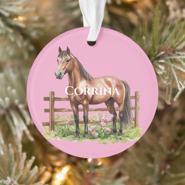 Pink Brown Horses Ornament (Tree)
