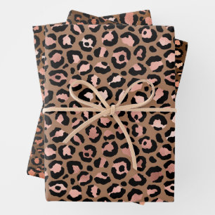 Pink Brown Leopard Wrapping Paper Sheet