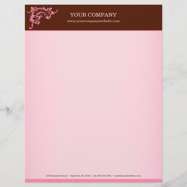 Pink & Brown Letterhead Design (Front)