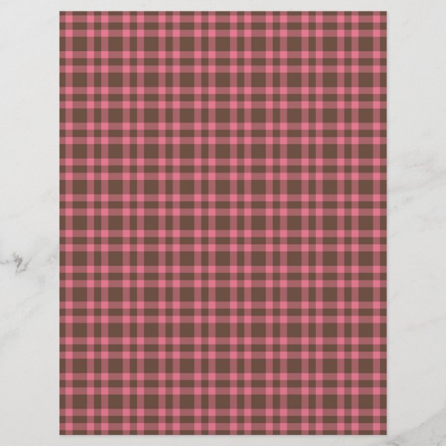 Pink Brown Plaid Pattern Custom Letterhead (Front)