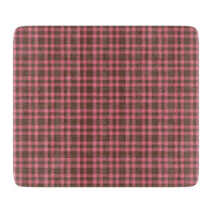 Pink Brown Plaid Pattern Cutting Board