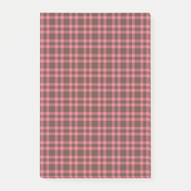 Pink Brown Plaid Pattern Post-it Notes (Front)