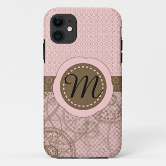 Pink & Brown Polka Dot Monogram Case