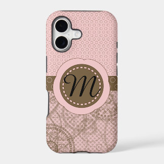 Pink & Brown Polka Dot Monogram Case