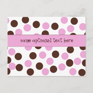 pink brown polka dot postcard custom text area