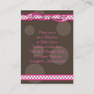Pink & Brown Polka Dots Bat Mitzvah Reception Card