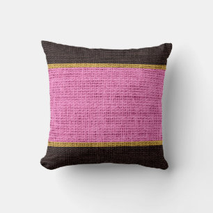 Pink & Brown Rustic Burlap Jute Background Cushion
