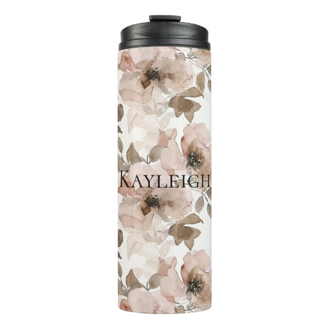 Pink Brown Southwestern Floral  Thermal Tumbler (Front)