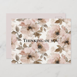 Pink Brown Southwestern Floral Thinking of you Postcard