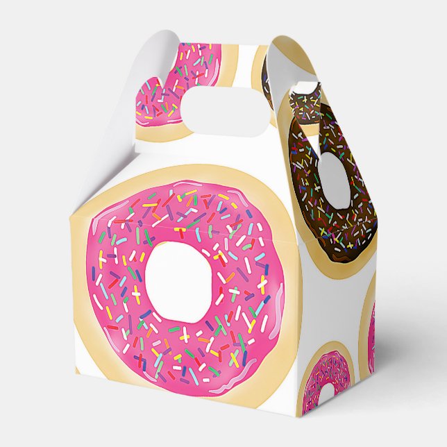 Pink & Brown Sprinkle Doughnuts Modern Birthday Pa Favour Box (Front Side)