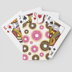 Pink & Brown Sprinkle Doughnuts Modern Birthday Pa Playing Cards