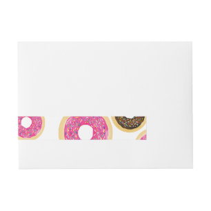 Pink & Brown Sprinkle Doughnuts Modern Birthday Pa Wraparound Address Label