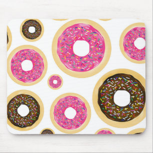 Pink & Brown Sprinkle Doughnuts Modern Fun Cute Mouse Mat