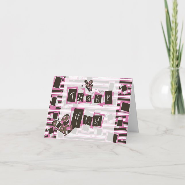 Pink Brown Striped Feminine Thank You (Front)
