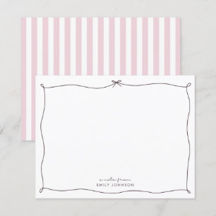 Pink , brown & Stripes a Note From Flat Note Card