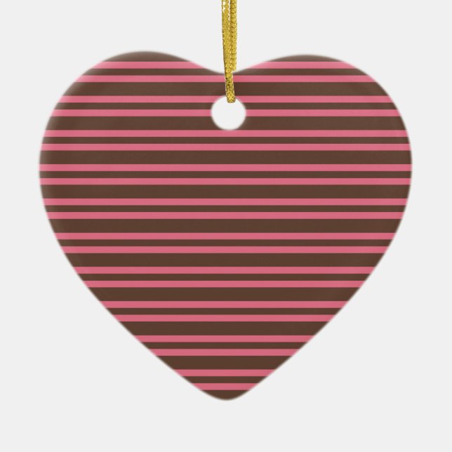 Pink Brown Stripes Seamless Pattern Ceramic Tree Decoration (Front)