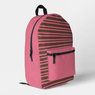 Pink Brown Stripes Seamless Pattern Printed Backpack