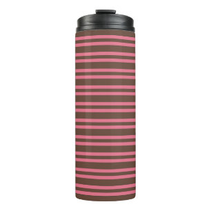 Pink Brown Stripes Seamless Pattern Thermal Tumbler